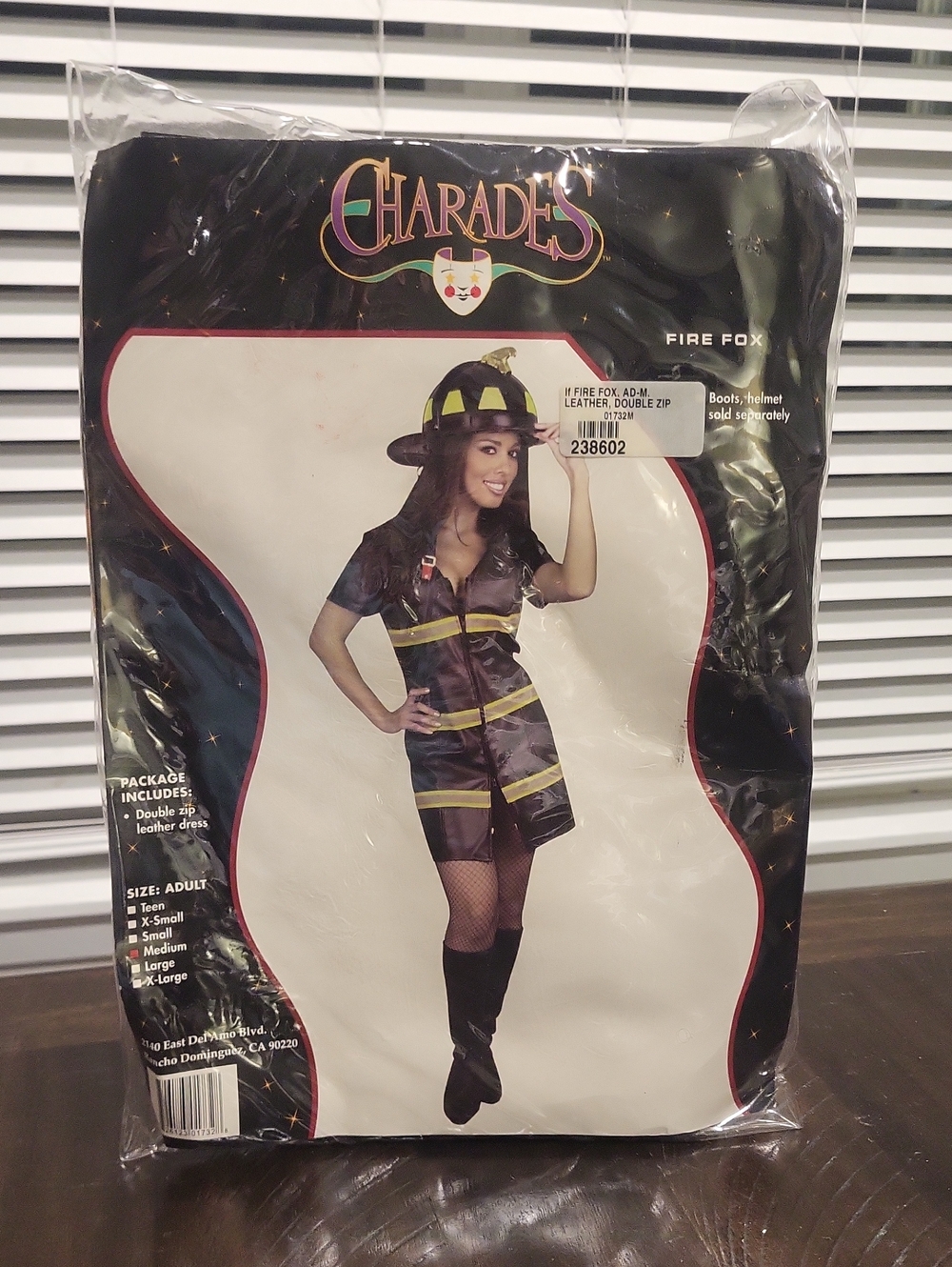 Vintage Charades Women's Fire Fox Firefighter Costume - Black with Yellow Trim